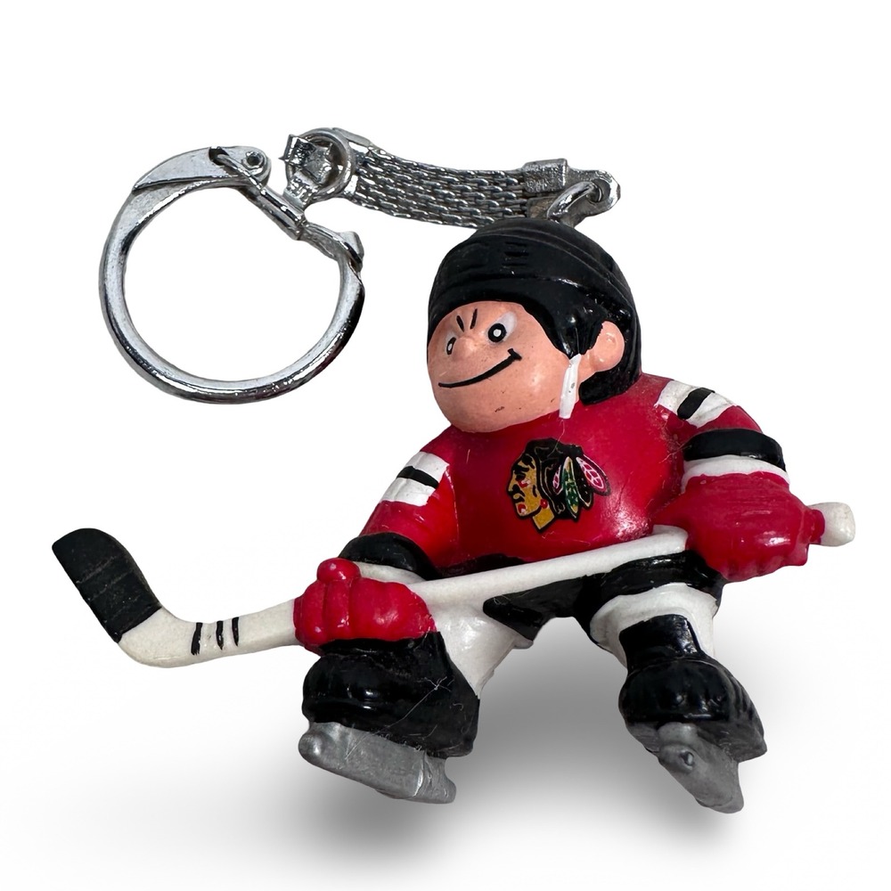 Vintage Lil Sports Brat Chicago Blackhawks Hockey Player Keychain PVC Figure